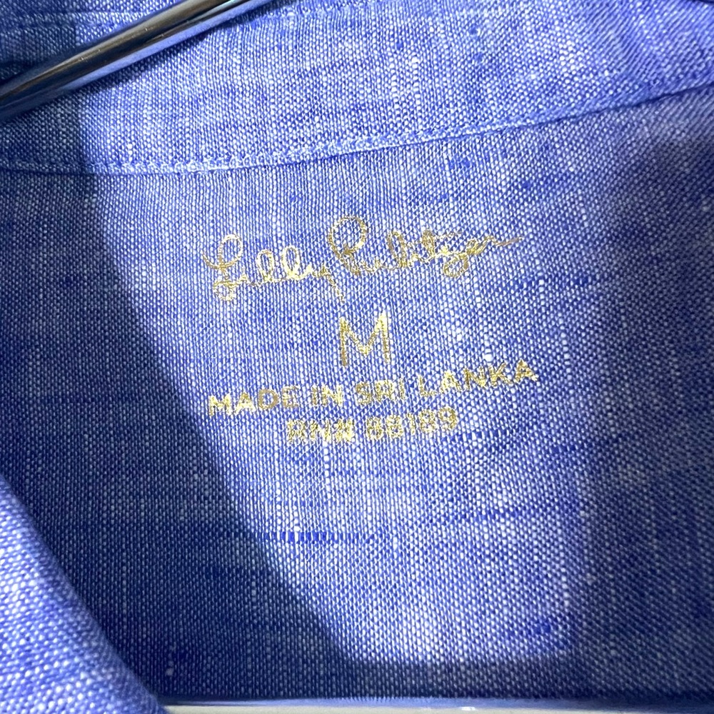 Lilly Pulitzer Blue Button-Down Sleeveless Shirt - Picture 3 of 3